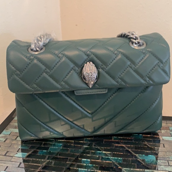 KURT GEIGER LONDON KENSINGTON LEATHER LEATHER SHOULDER BAG IN TEAL - Picture 12 of 14